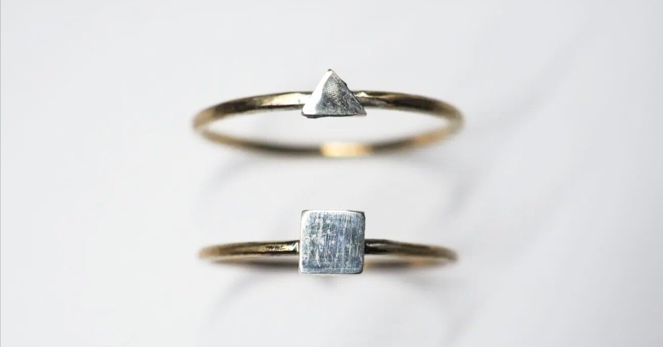 プレートをロウ付けした真鍮とシルバーのリングの作り方